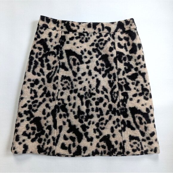 Ann Taylor Cheetah Animal Print Wool Skirt Womens Size 10 Tall Mob Wife - Picture 1 of 10